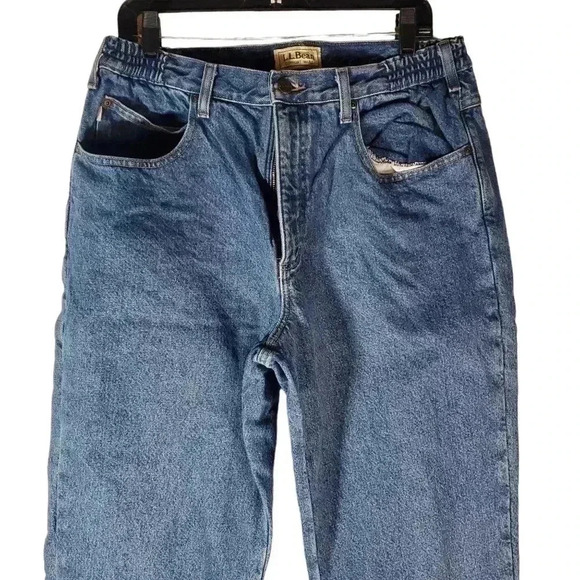 LL Bean Comfort Waist Flannel Blue Jeans Sz 36x29 - Picture 3 of 9